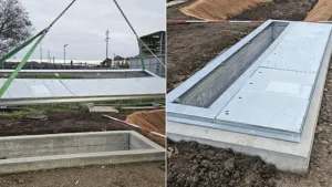 LinkedIn-Post: Kopfrahmen kommt geflogen. Heute wurde der Kopfrahmen für die Montage einer Aussenkabine per Kran abgeladen – vorbereitet für die passgenaue Montage der Kabinenstruktur. Die Aussenkabine mit 3.5 m Breite befindet sich aktuell bei uns in der Fertigung – ausgelegt für robuste Einsatzbedingungen und präzise Integration. Parallel erfolgt vor Ort die Installation der Steckdosenverteilungen für 40 LKW-Kühlaggregate – mit normgerechter Absicherung und zuverlässiger Energieversorgung für temperaturgeführte Transporte.